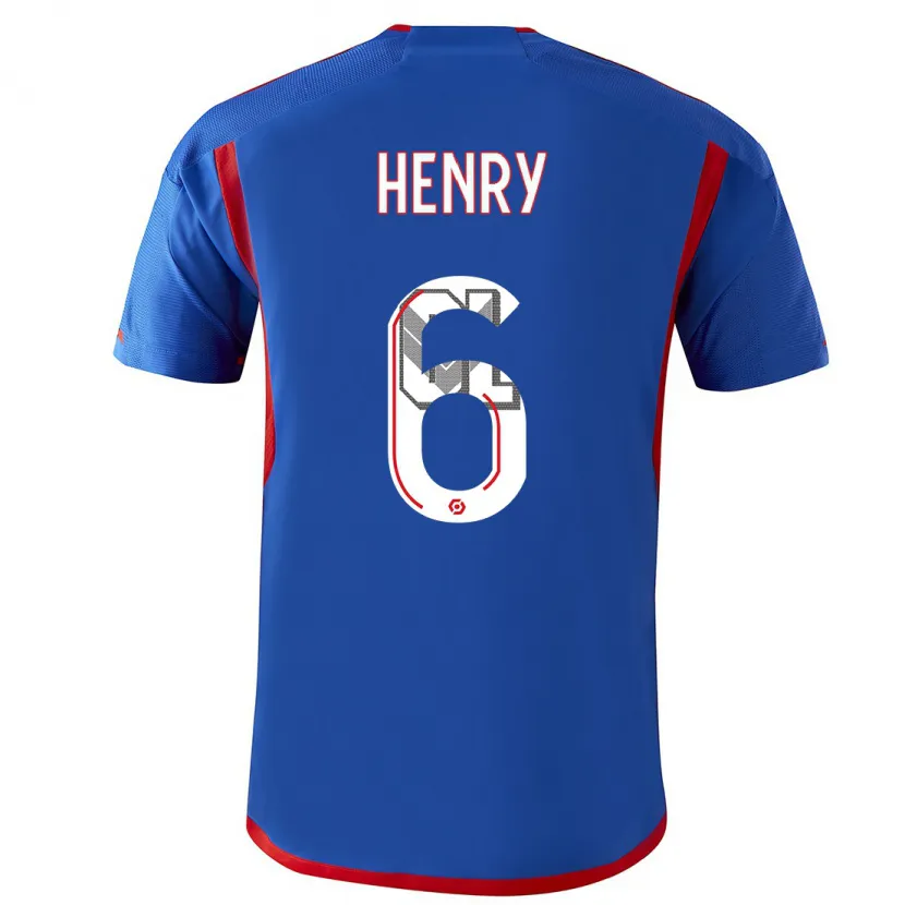 Danxen Hombre Camiseta Amandine Henry #6 Azul Rojo 2ª Equipación 2023/24 La Camisa