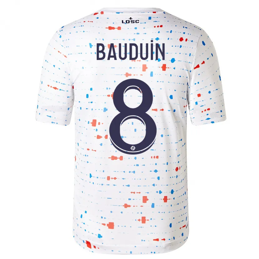 Danxen Hombre Camiseta Justine Bauduin #8 Blanco 2ª Equipación 2023/24 La Camisa