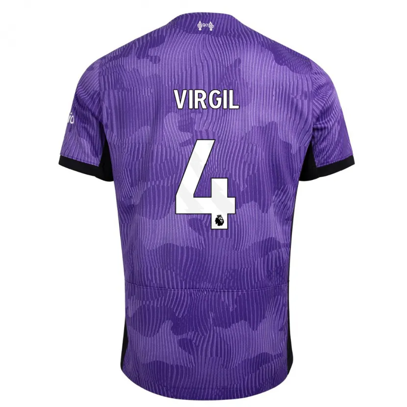 Danxen Hombre Camiseta Virgil Van Dijk #4 Púrpura Equipación Tercera 2023/24 La Camisa