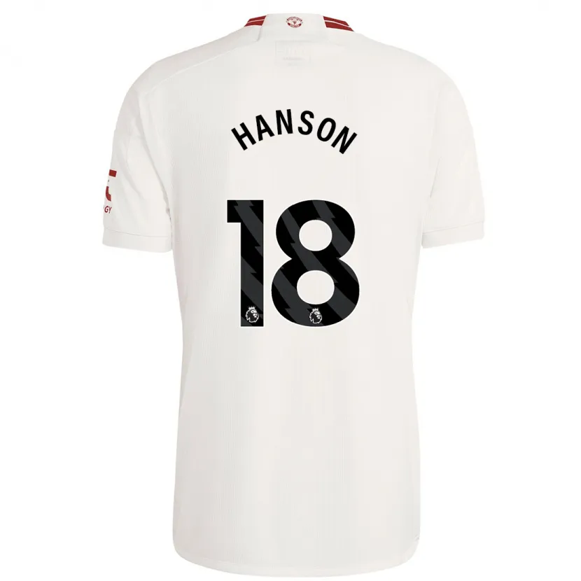 Danxen Hombre Camiseta Kirsty Hanson #18 Blanco Equipación Tercera 2023/24 La Camisa