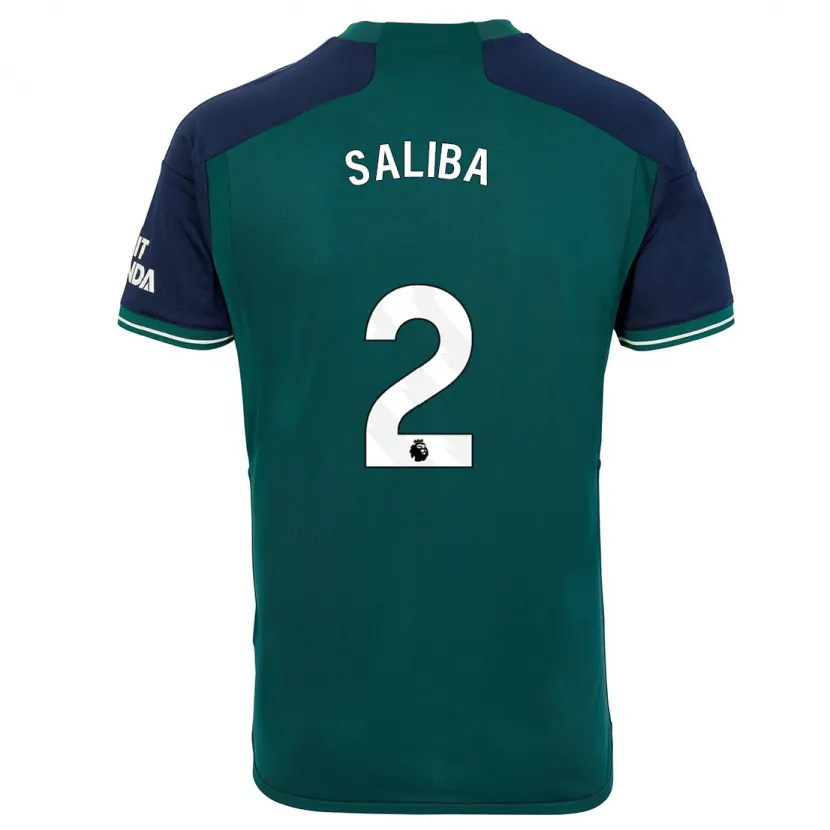 Danxen Hombre Camiseta William Saliba #2 Verde Equipación Tercera 2023/24 La Camisa