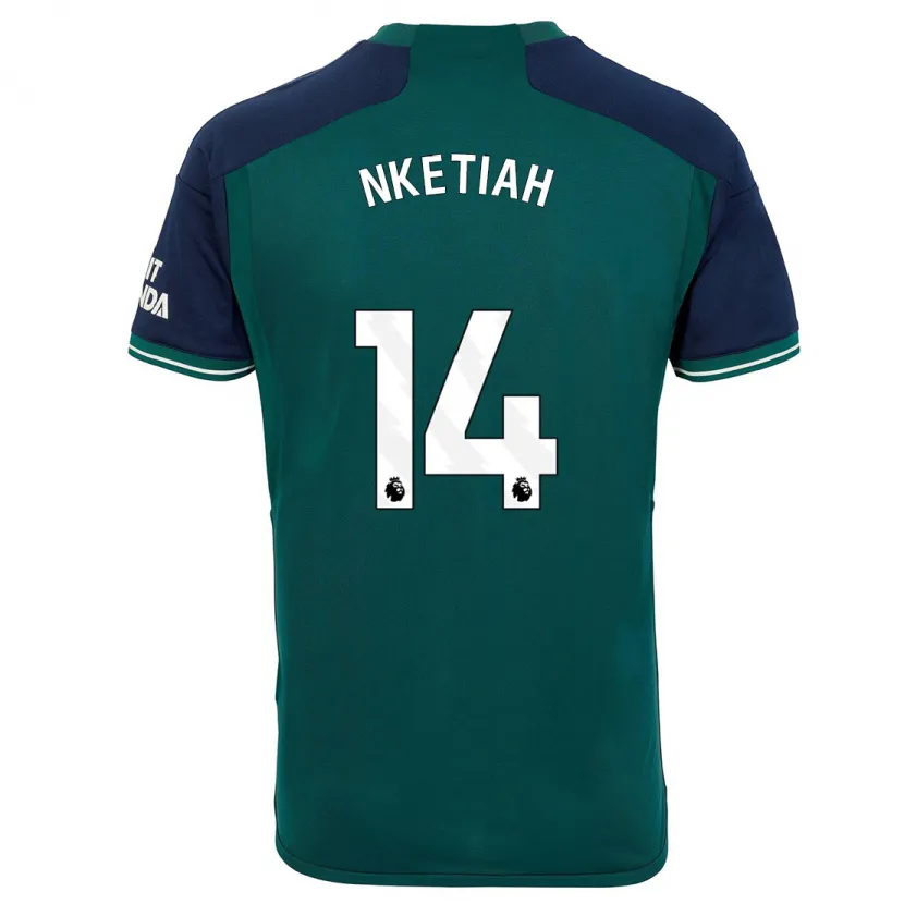 Danxen Hombre Camiseta Eddie Nketiah #14 Verde Equipación Tercera 2023/24 La Camisa