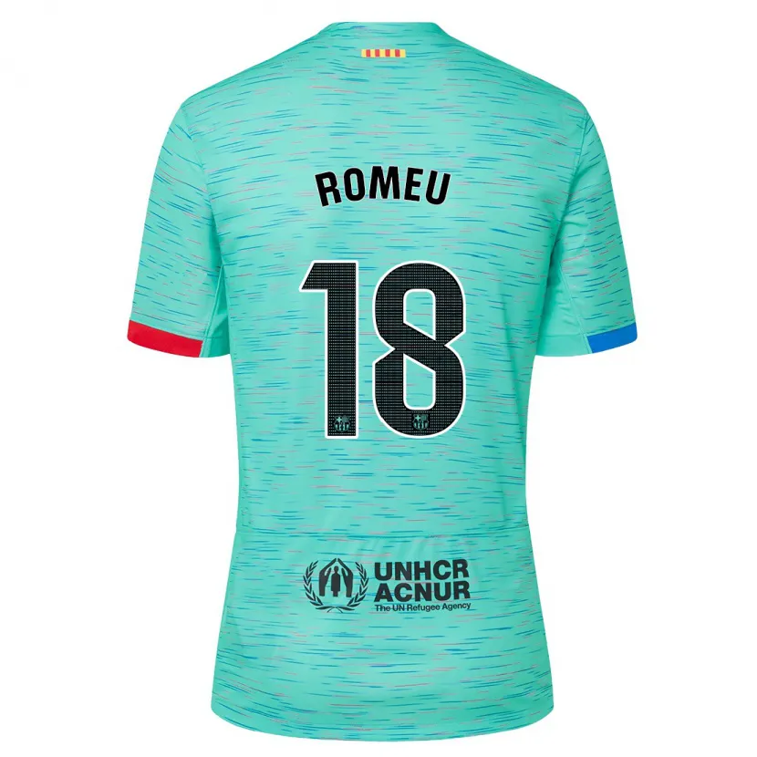 Danxen Hombre Camiseta Oriol Romeu #18 Aguamarina Clara Equipación Tercera 2023/24 La Camisa