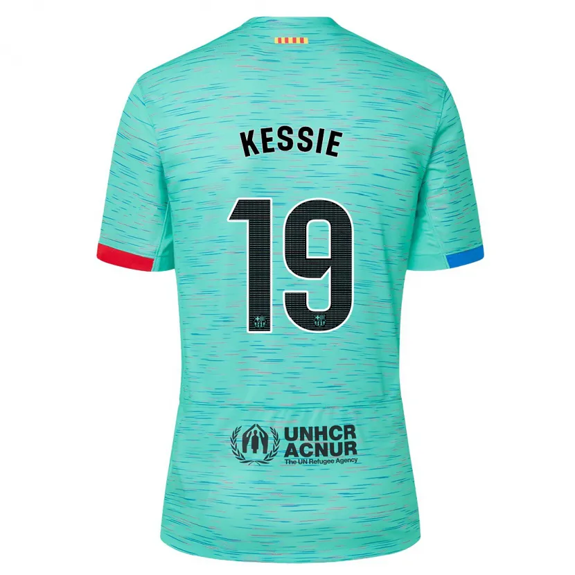 Danxen Hombre Camiseta Franck Kessie #19 Aguamarina Clara Equipación Tercera 2023/24 La Camisa