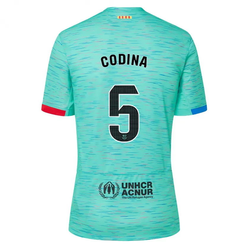 Danxen Hombre Camiseta Laia Codina #5 Aguamarina Clara Equipación Tercera 2023/24 La Camisa