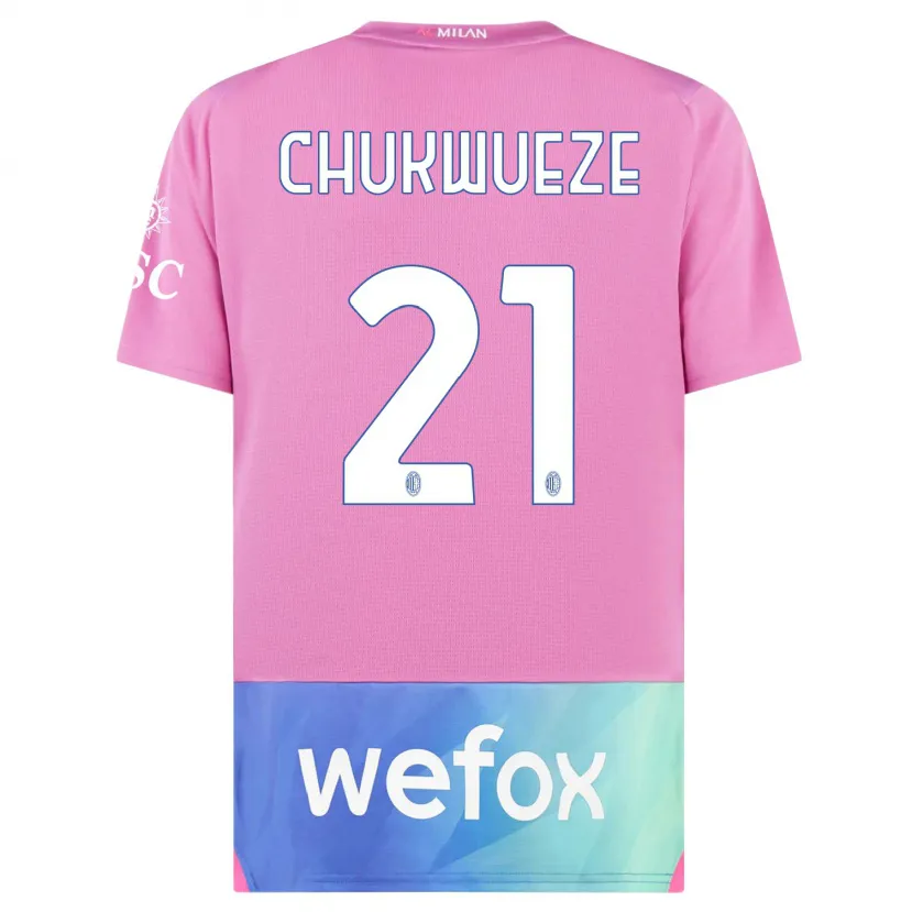 Danxen Hombre Camiseta Samuel Chukwueze #21 Rosado Morado Equipación Tercera 2023/24 La Camisa