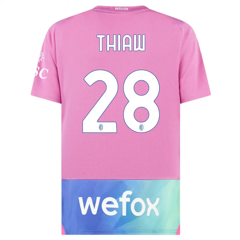 Danxen Hombre Camiseta Malick Thiaw #28 Rosado Morado Equipación Tercera 2023/24 La Camisa