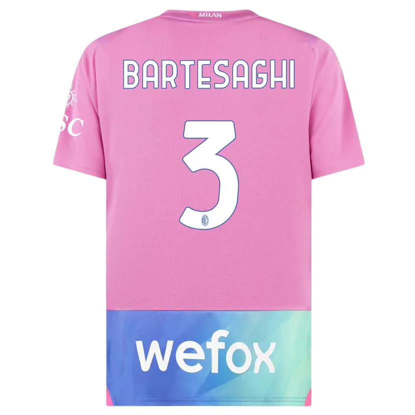 Danxen Hombre Camiseta Davide Bartesaghi #3 Rosado Morado Equipación Tercera 2023/24 La Camisa