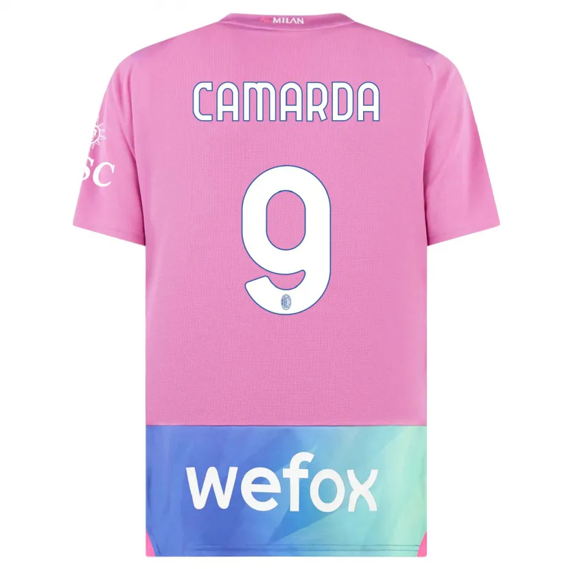 Danxen Hombre Camiseta Francesco Camarda #9 Rosado Morado Equipación Tercera 2023/24 La Camisa