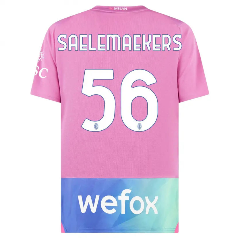 Danxen Hombre Camiseta Alexis Saelemaekers #56 Rosado Morado Equipación Tercera 2023/24 La Camisa