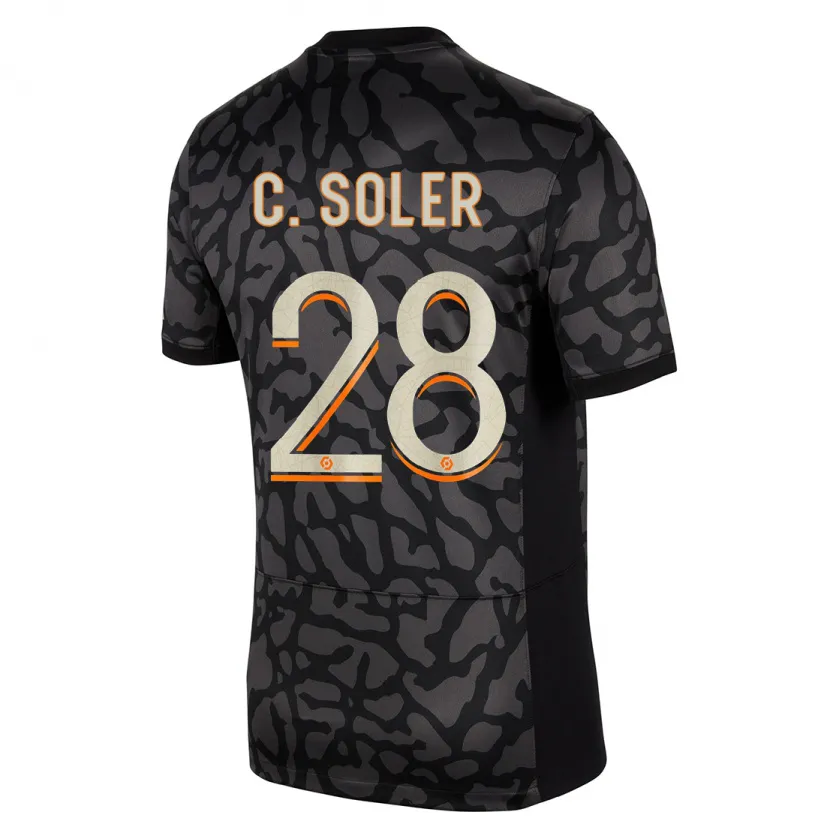 Danxen Hombre Camiseta Carlos Soler #28 Negro Equipación Tercera 2023/24 La Camisa