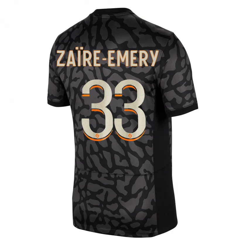 Danxen Hombre Camiseta Warren Zaïre-Emery #33 Negro Equipación Tercera 2023/24 La Camisa