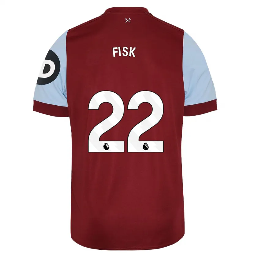 Danxen Mujer Camiseta Grace Fisk #22 Granate 1ª Equipación 2023/24 La Camisa