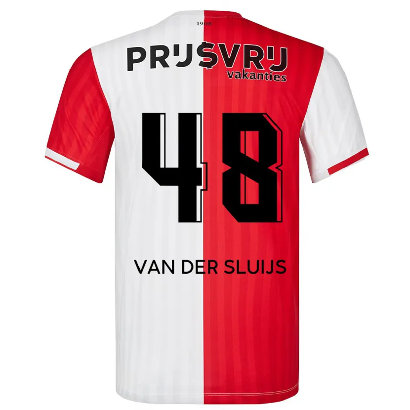 Danxen Mujer Camiseta Joep Van Der Sluijs #48 Rojo Blanco 1ª Equipación 2023/24 La Camisa