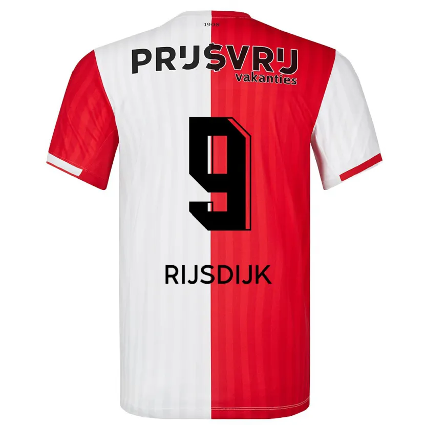 Danxen Mujer Camiseta Pia Rijsdijk #9 Rojo Blanco 1ª Equipación 2023/24 La Camisa