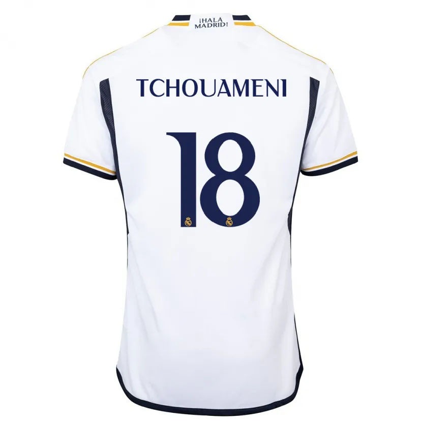 Danxen Mujer Camiseta Aurélien Tchouaméni #18 Blanco 1ª Equipación 2023/24 La Camisa