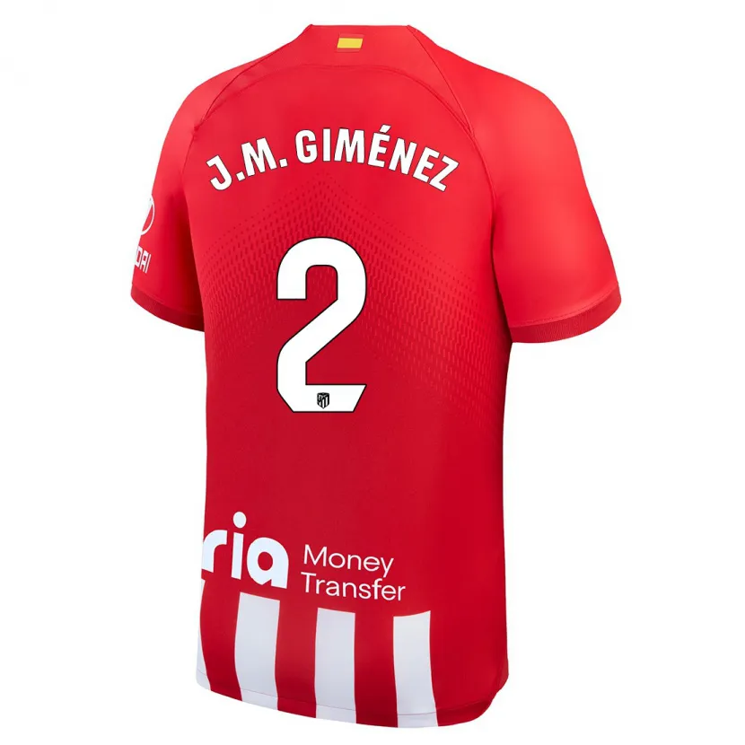 Danxen Mujer Camiseta José María Giménez #2 Rojo Blanco 1ª Equipación 2023/24 La Camisa