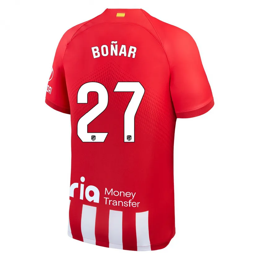 Danxen Mujer Camiseta Javier Boñar #27 Rojo Blanco 1ª Equipación 2023/24 La Camisa