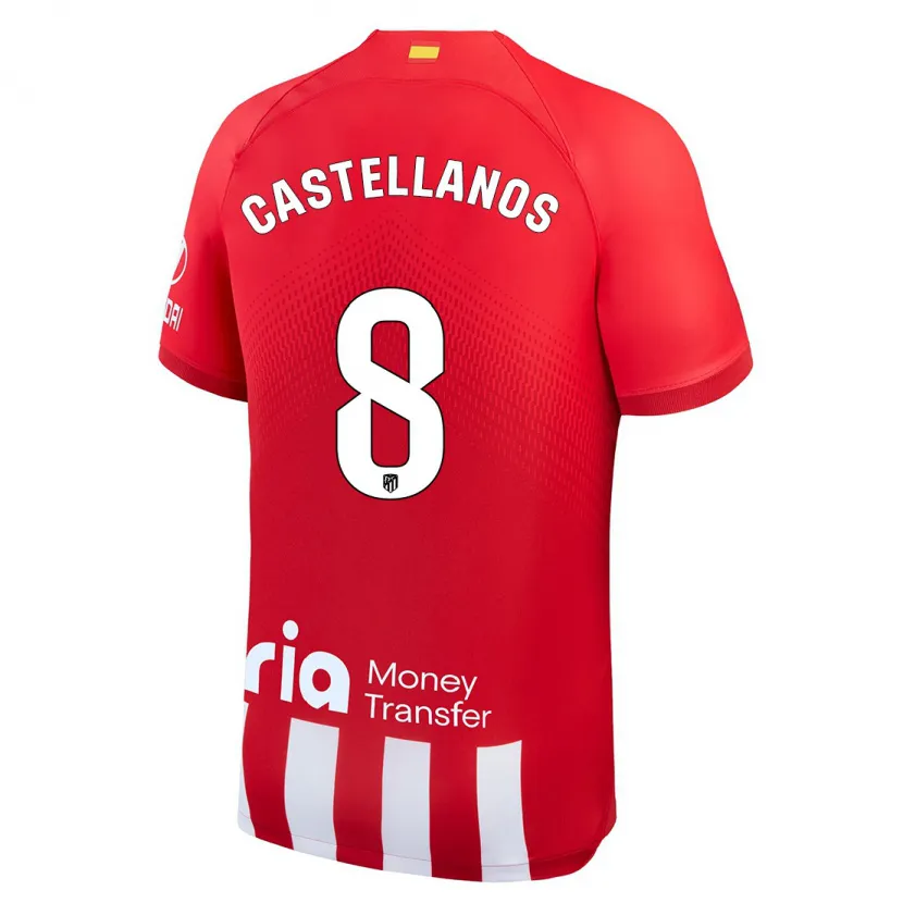 Danxen Mujer Camiseta Jorge Castellanos #8 Rojo Blanco 1ª Equipación 2023/24 La Camisa