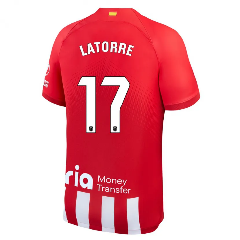 Danxen Mujer Camiseta Barbara Latorre #17 Rojo Blanco 1ª Equipación 2023/24 La Camisa