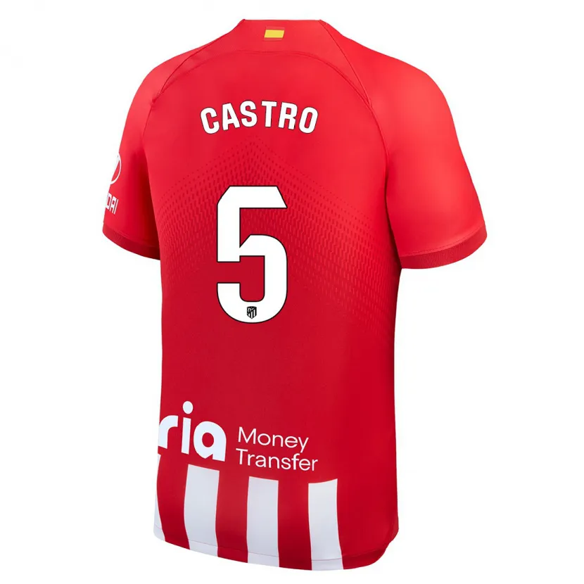 Danxen Mujer Camiseta Oscar Castro #5 Rojo Blanco 1ª Equipación 2023/24 La Camisa