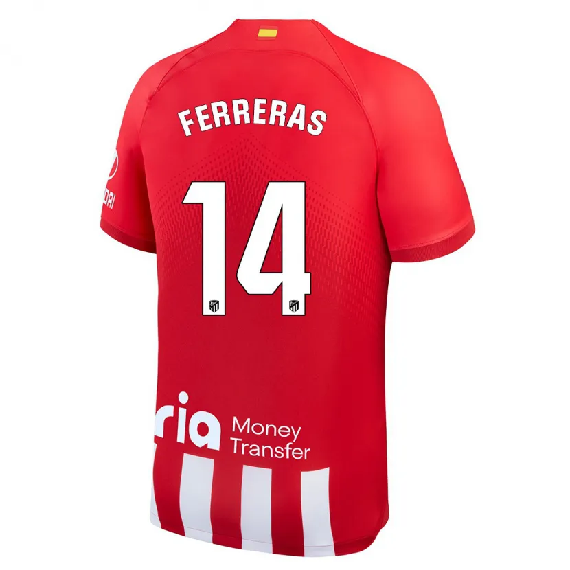 Danxen Mujer Camiseta Adrian Ferreras #14 Rojo Blanco 1ª Equipación 2023/24 La Camisa