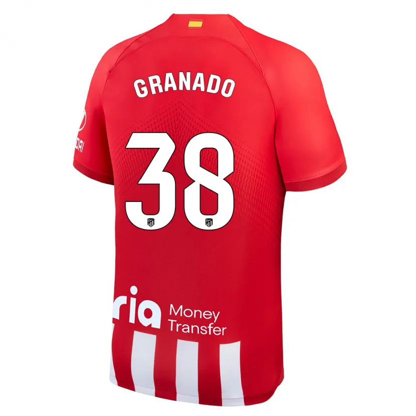 Danxen Mujer Camiseta Adrian Granado #38 Rojo Blanco 1ª Equipación 2023/24 La Camisa