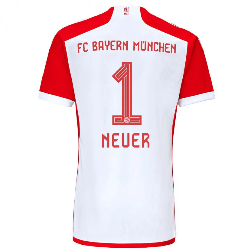 Danxen Mujer Camiseta Manuel Neuer #1 Rojo Blanco 1ª Equipación 2023/24 La Camisa