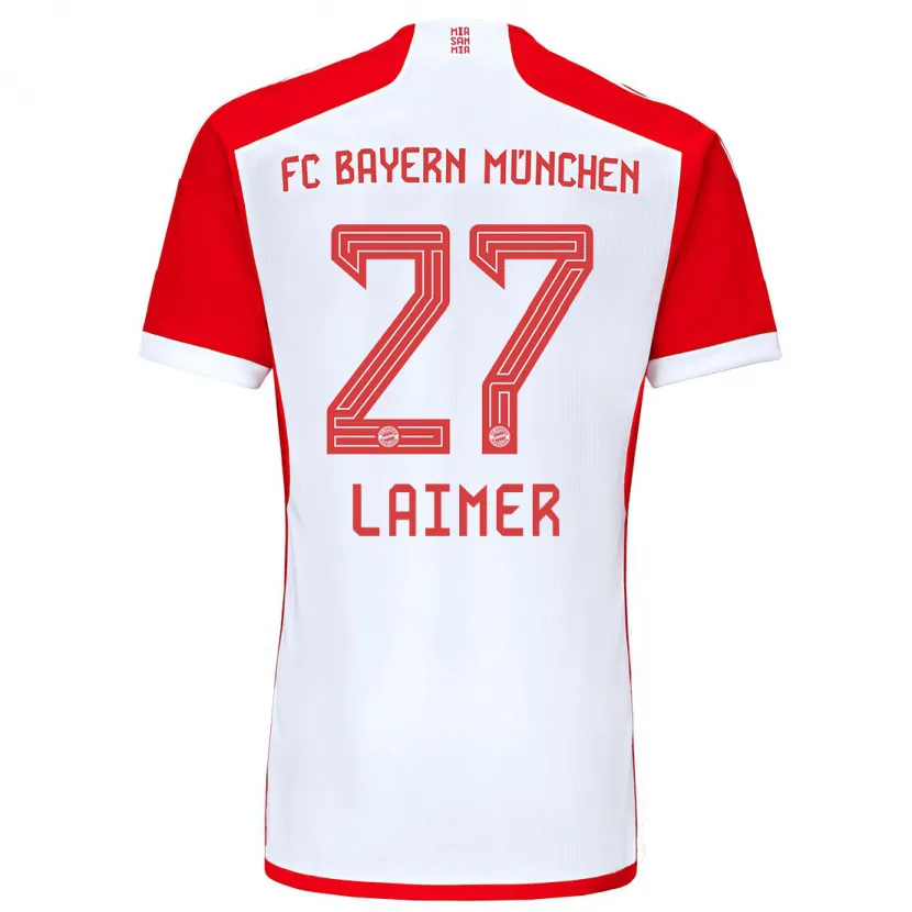 Danxen Mujer Camiseta Konrad Laimer #27 Rojo Blanco 1ª Equipación 2023/24 La Camisa