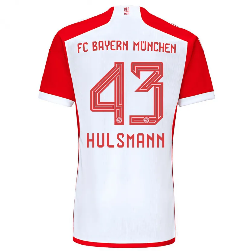 Danxen Mujer Camiseta Tom Hülsmann #43 Rojo Blanco 1ª Equipación 2023/24 La Camisa