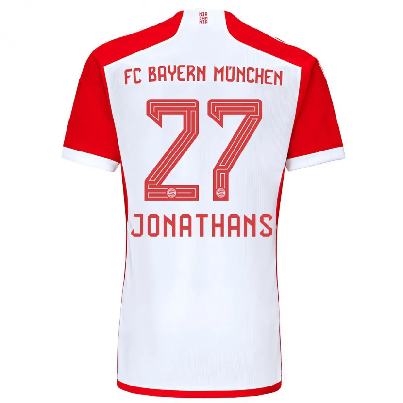 Danxen Mujer Camiseta David Jonathans #27 Rojo Blanco 1ª Equipación 2023/24 La Camisa