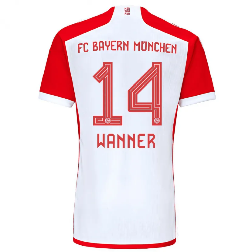 Danxen Mujer Camiseta Paul Wanner #14 Rojo Blanco 1ª Equipación 2023/24 La Camisa