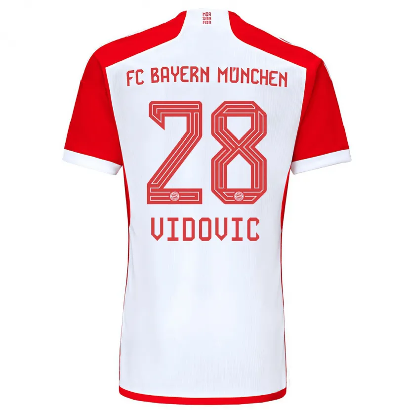 Danxen Mujer Camiseta Gabriel Vidovic #28 Rojo Blanco 1ª Equipación 2023/24 La Camisa