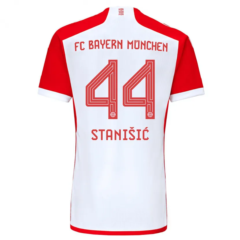 Danxen Mujer Camiseta Josip Stanisic #44 Rojo Blanco 1ª Equipación 2023/24 La Camisa