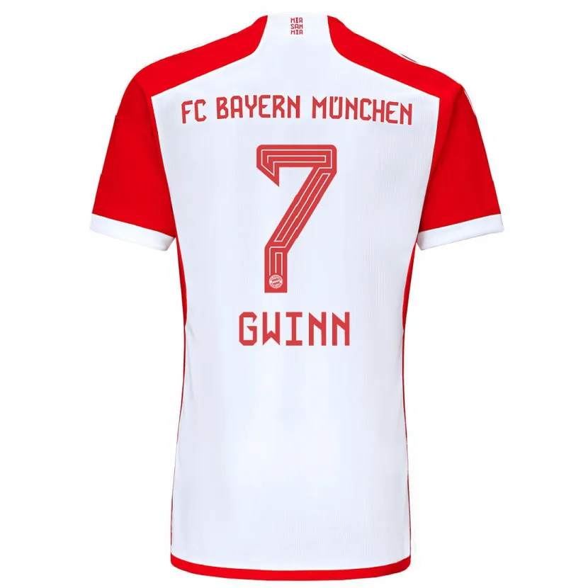 Danxen Mujer Camiseta Giulia Gwinn #7 Rojo Blanco 1ª Equipación 2023/24 La Camisa