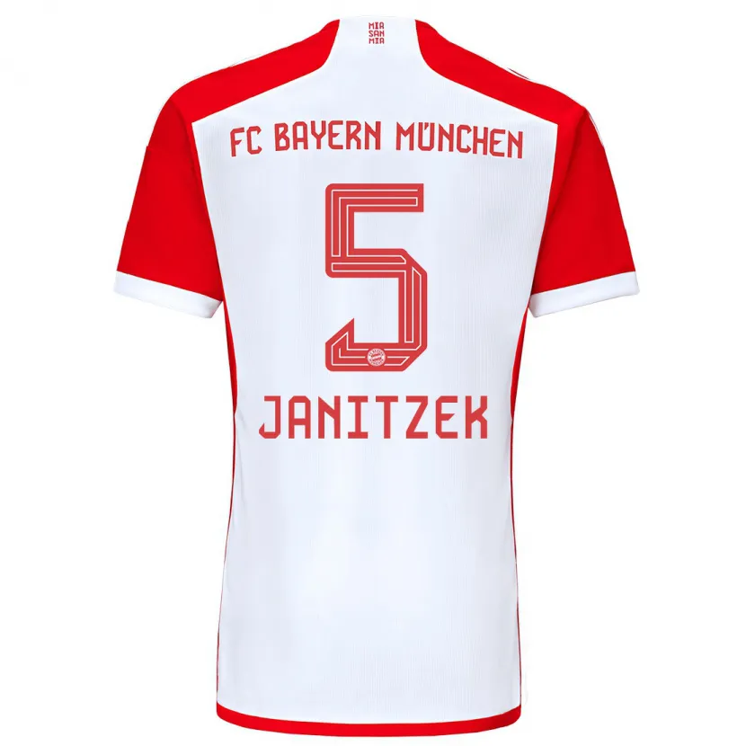 Danxen Mujer Camiseta Justin Janitzek #5 Rojo Blanco 1ª Equipación 2023/24 La Camisa