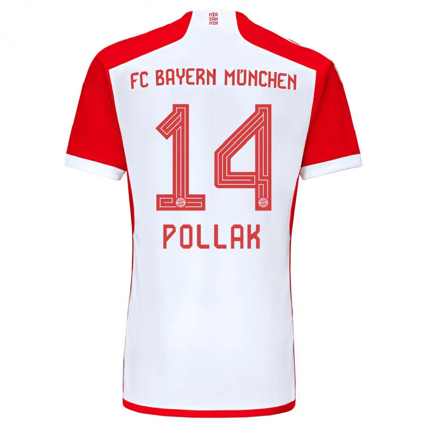 Danxen Mujer Camiseta Florian Pollak #14 Rojo Blanco 1ª Equipación 2023/24 La Camisa