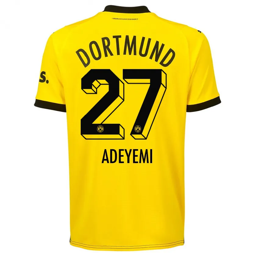 Danxen Mujer Camiseta Karim Adeyemi #27 Amarillo 1ª Equipación 2023/24 La Camisa