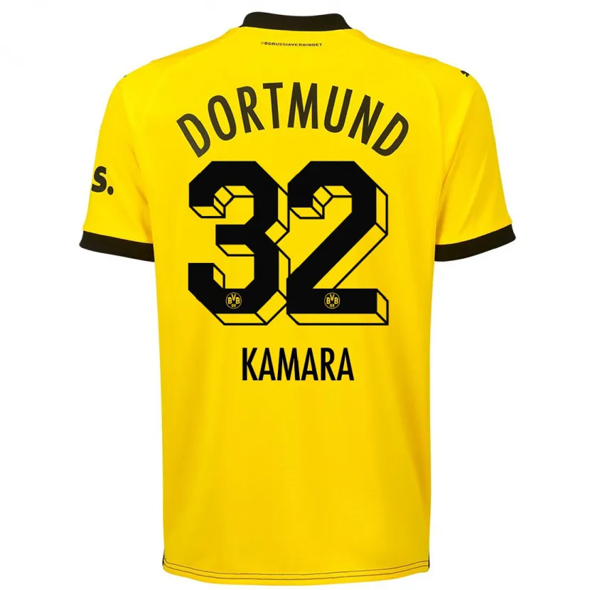 Danxen Mujer Camiseta Abdoulaye Kamara #32 Amarillo 1ª Equipación 2023/24 La Camisa