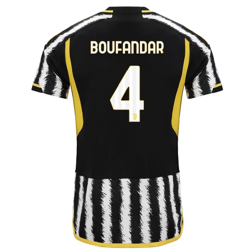 Danxen Mujer Camiseta Adam Boufandar #4 Blanco Negro 1ª Equipación 2023/24 La Camisa