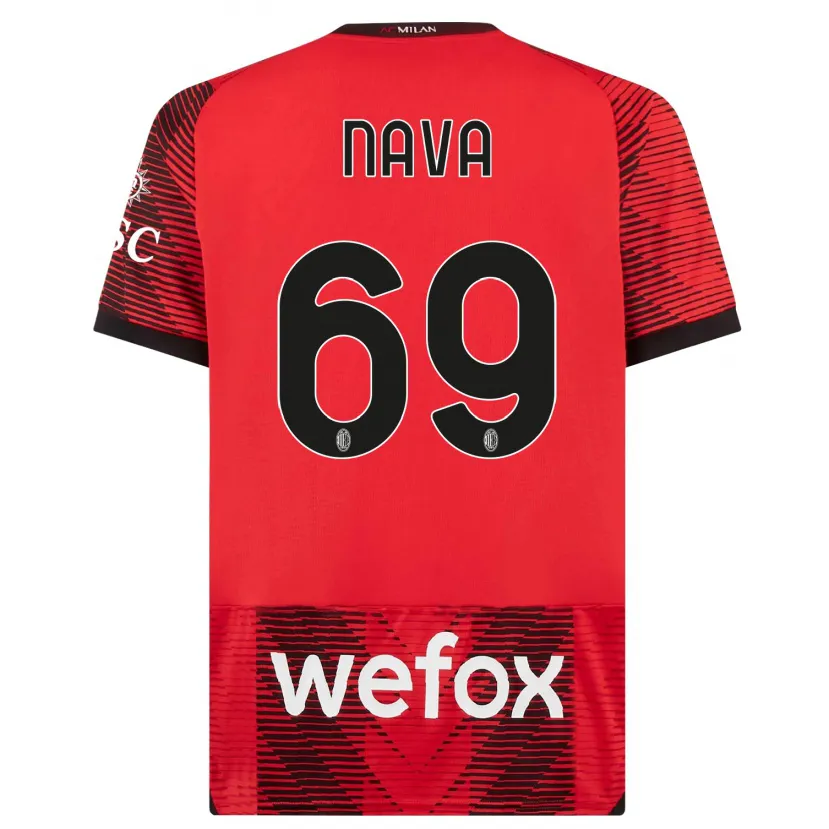 Danxen Mujer Camiseta Lapo Nava #69 Negro Rojo 1ª Equipación 2023/24 La Camisa