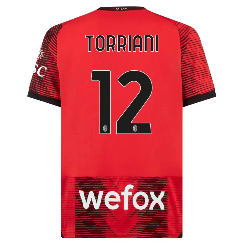 Danxen Mujer Camiseta Lorenzo Torriani #12 Negro Rojo 1ª Equipación 2023/24 La Camisa