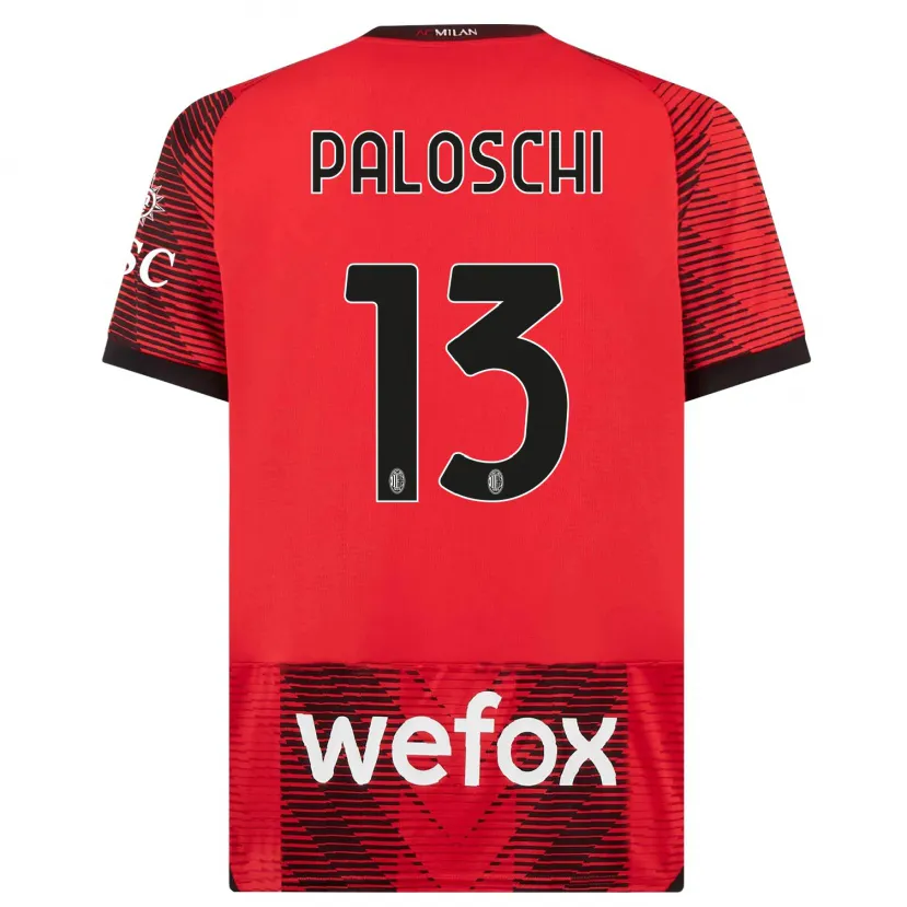 Danxen Mujer Camiseta Dorian Paloschi #13 Negro Rojo 1ª Equipación 2023/24 La Camisa