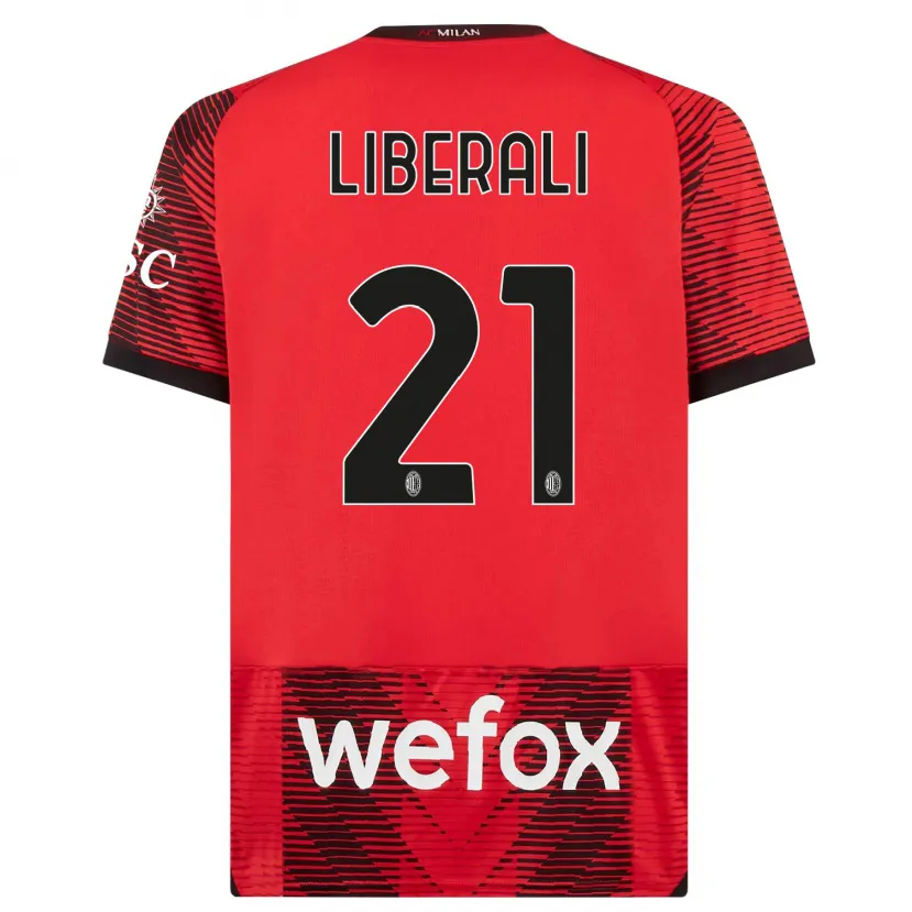 Danxen Mujer Camiseta Mattia Liberali #21 Negro Rojo 1ª Equipación 2023/24 La Camisa