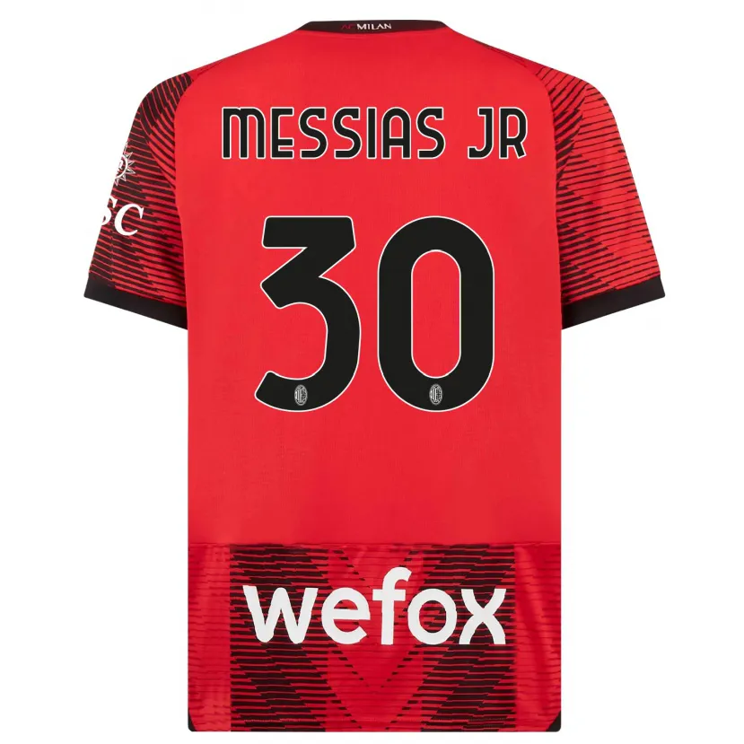 Danxen Mujer Camiseta Junior Messias #30 Negro Rojo 1ª Equipación 2023/24 La Camisa