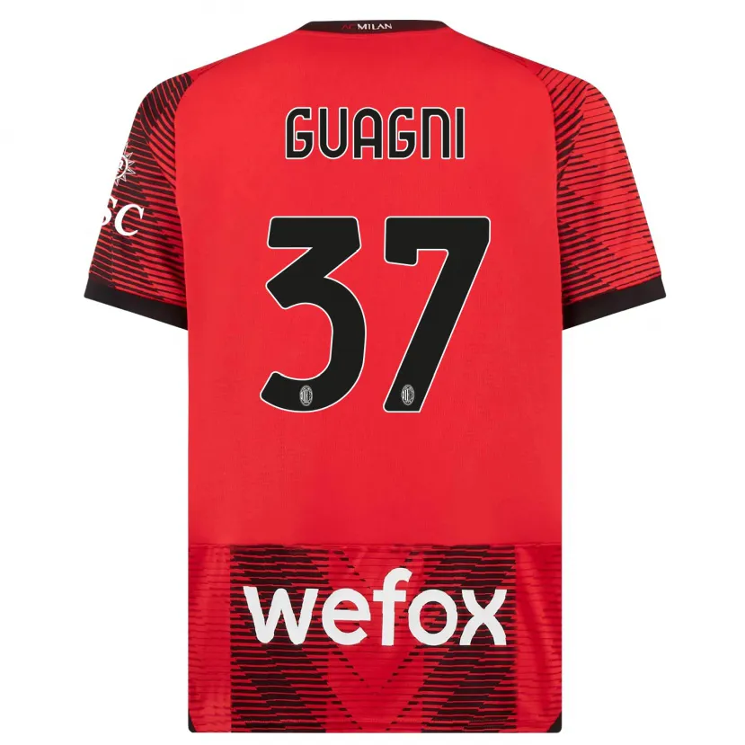 Danxen Mujer Camiseta Alia Guagni #37 Negro Rojo 1ª Equipación 2023/24 La Camisa