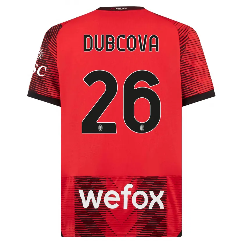 Danxen Mujer Camiseta Michaela Dubcova #26 Negro Rojo 1ª Equipación 2023/24 La Camisa