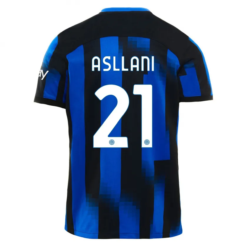 Danxen Mujer Camiseta Kristjan Asllani #21 Azul Negro 1ª Equipación 2023/24 La Camisa