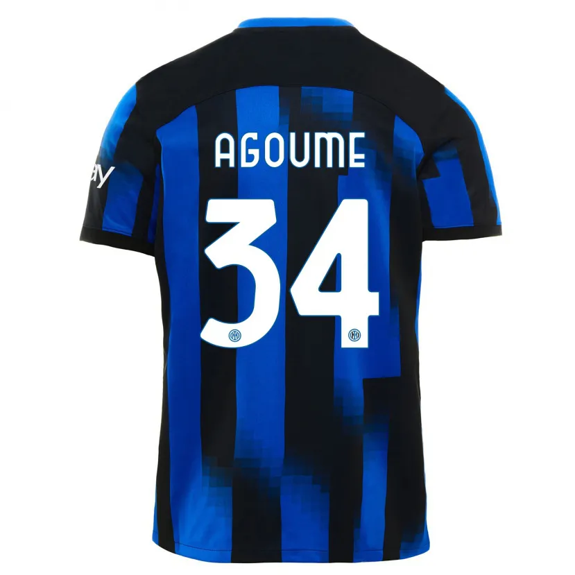 Danxen Mujer Camiseta Lucien Agoumé #34 Azul Negro 1ª Equipación 2023/24 La Camisa