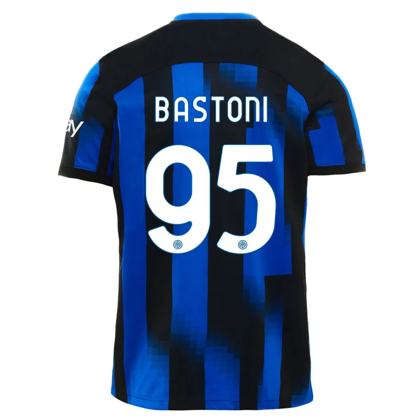 Danxen Mujer Camiseta Alessandro Bastoni #95 Azul Negro 1ª Equipación 2023/24 La Camisa